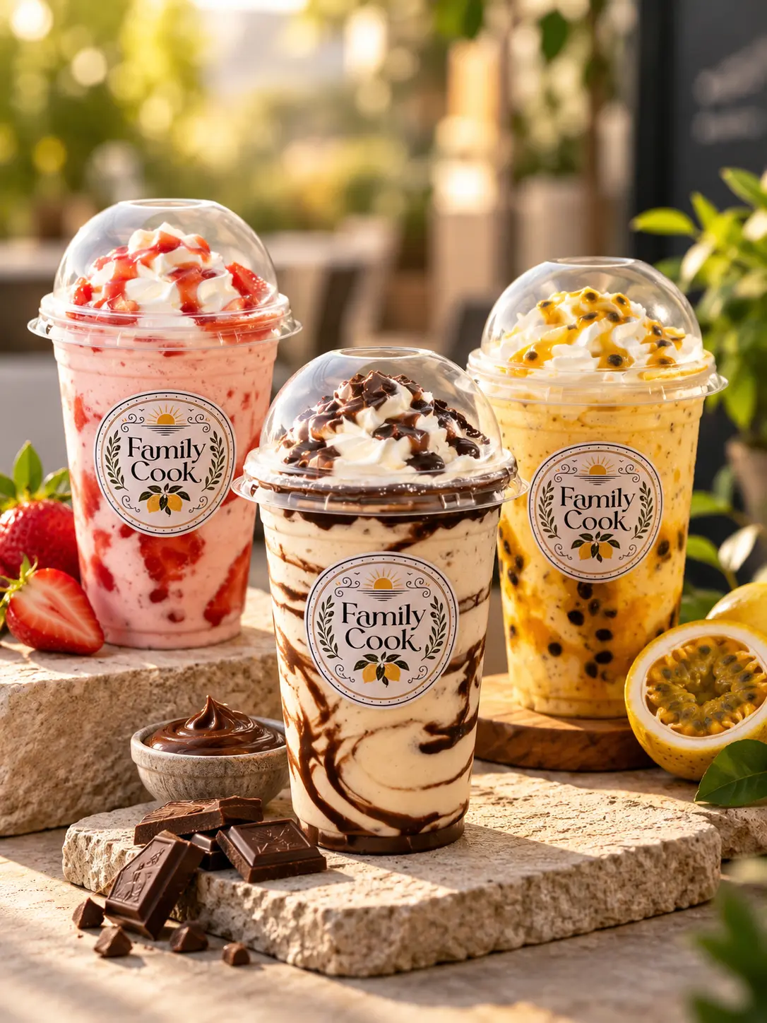 Frapê Shakes Family Cook em composição publicitária