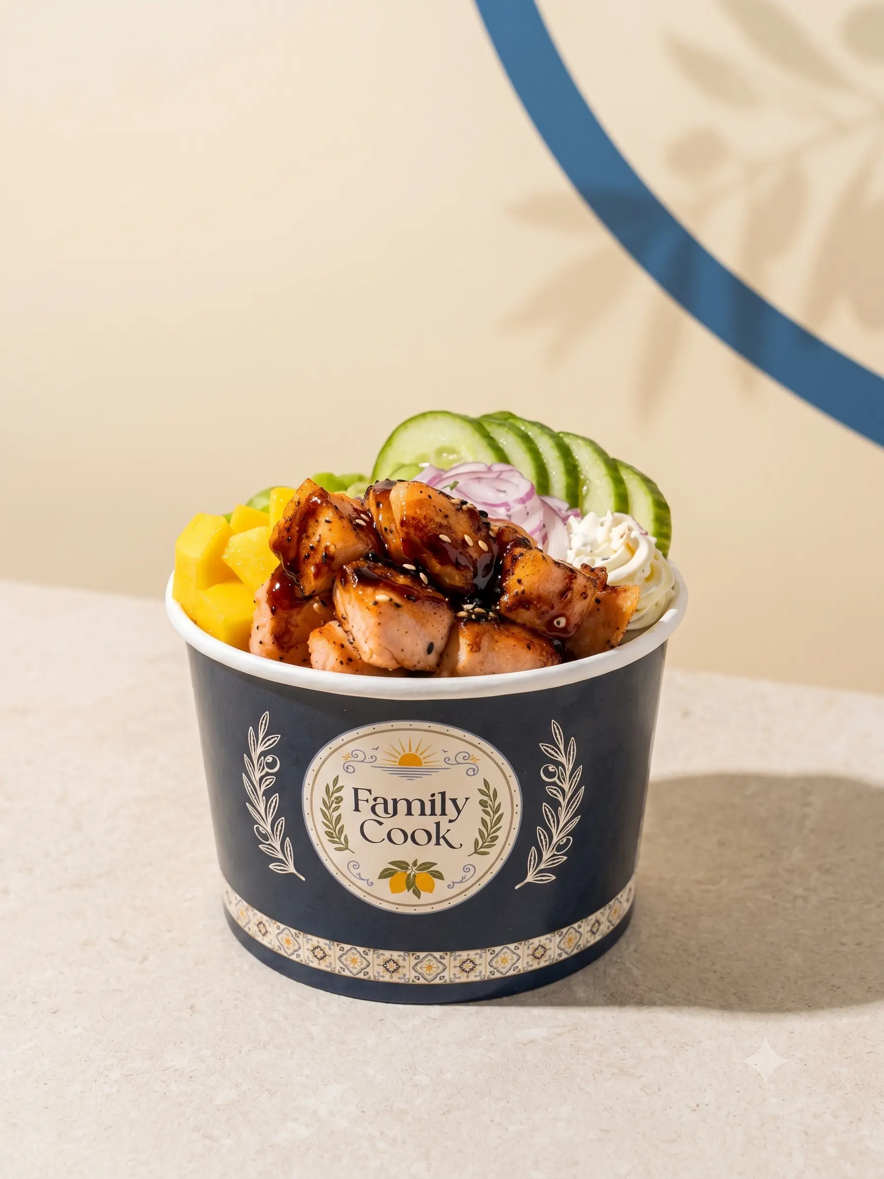 Poke Family Cook em fotografia publicitária